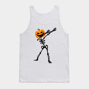 Dabbing Dab Skeleton Pumpkin Halloween Funny Tank Top